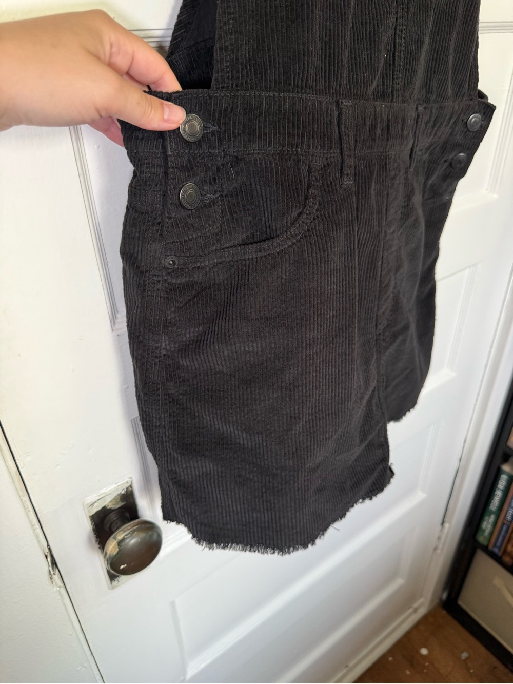 American Eagle Outfitters Black Corduroy Overall Mini Dress 90’s Grunge Fall M - Picture 5 of 13